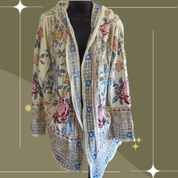 Johnny Was Sweaters - 🍋✨ biya johnny was cardigan embroidered floral hooded sweater size large
